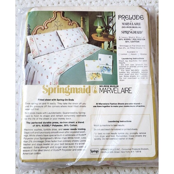 VTG NOS Springmaid Double Flat Sheet Marvelaire Rose Floral Full Size  54” x 76” - Picture 3 of 4